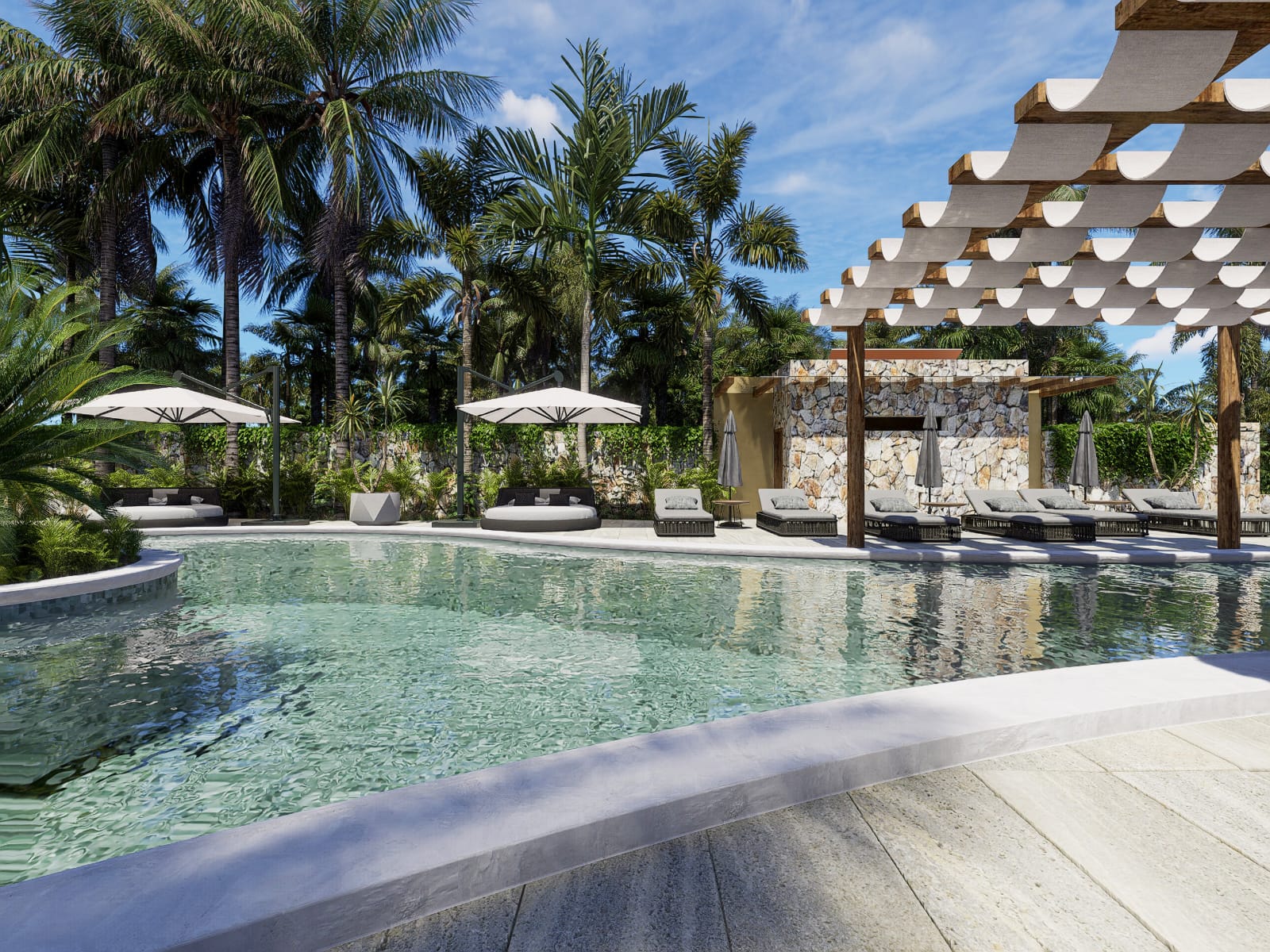 Alberca con pérgola